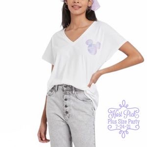 DISNEY Mickey Mouse Tee Purple Watercolor Mickey NWT